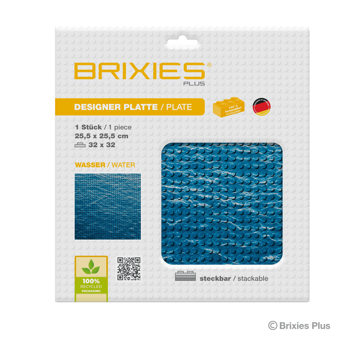 BRIXIES Plus designer plate water 32 x 32 studs