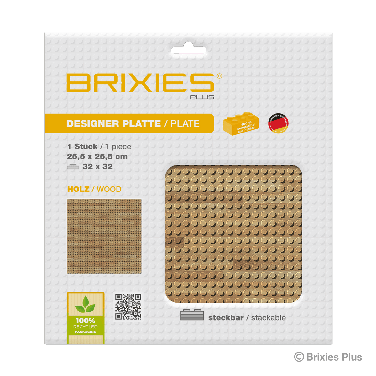 BRIXIES Plus designer plate wood 32 x 32 studs
