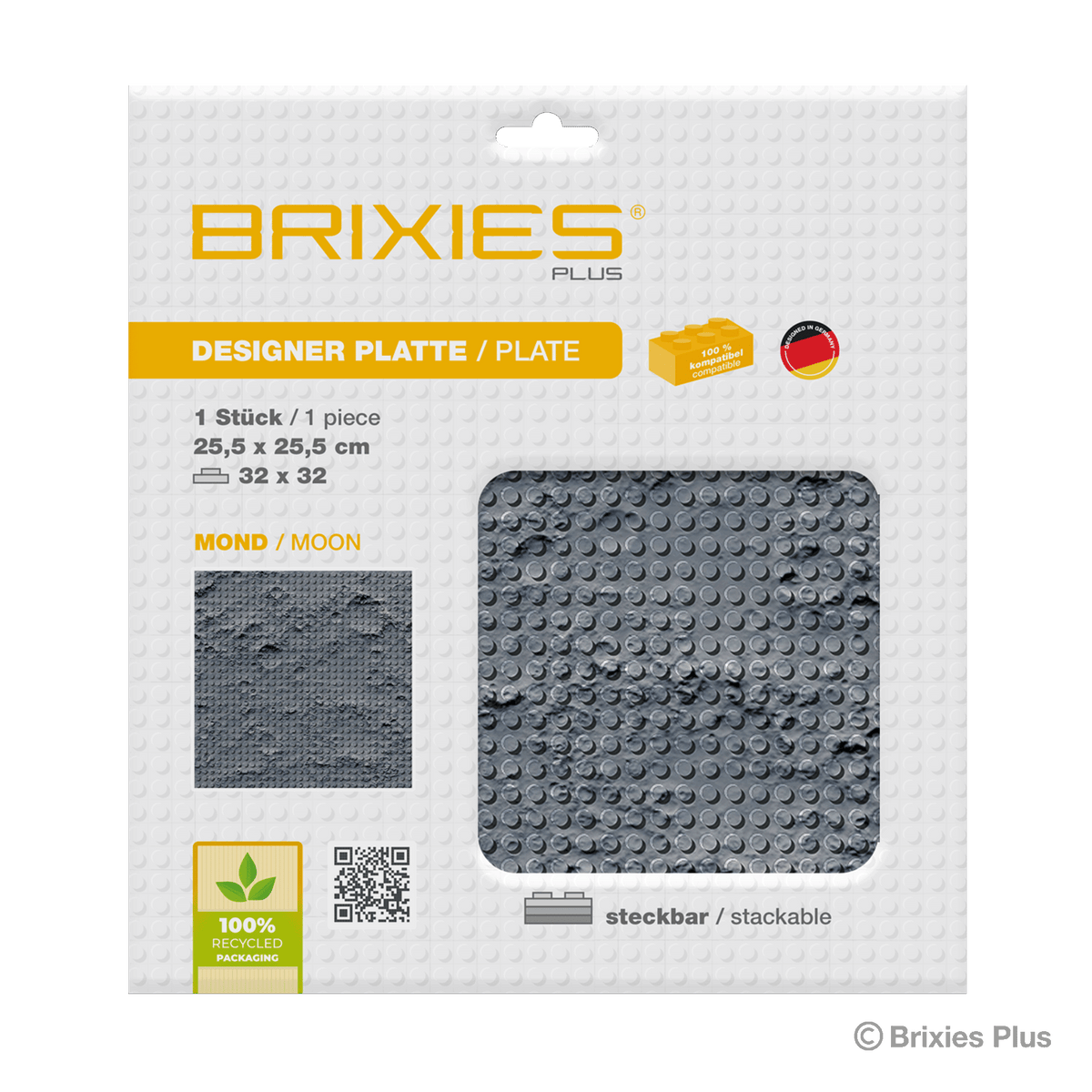 BRIXIES Plus designer plate moon 32 x 32 studs