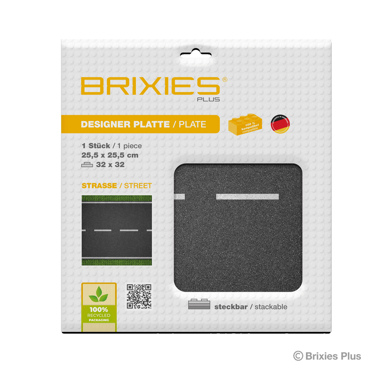 BRIXIES Plus Designer Plate Street Straight 32 x 32 Studs