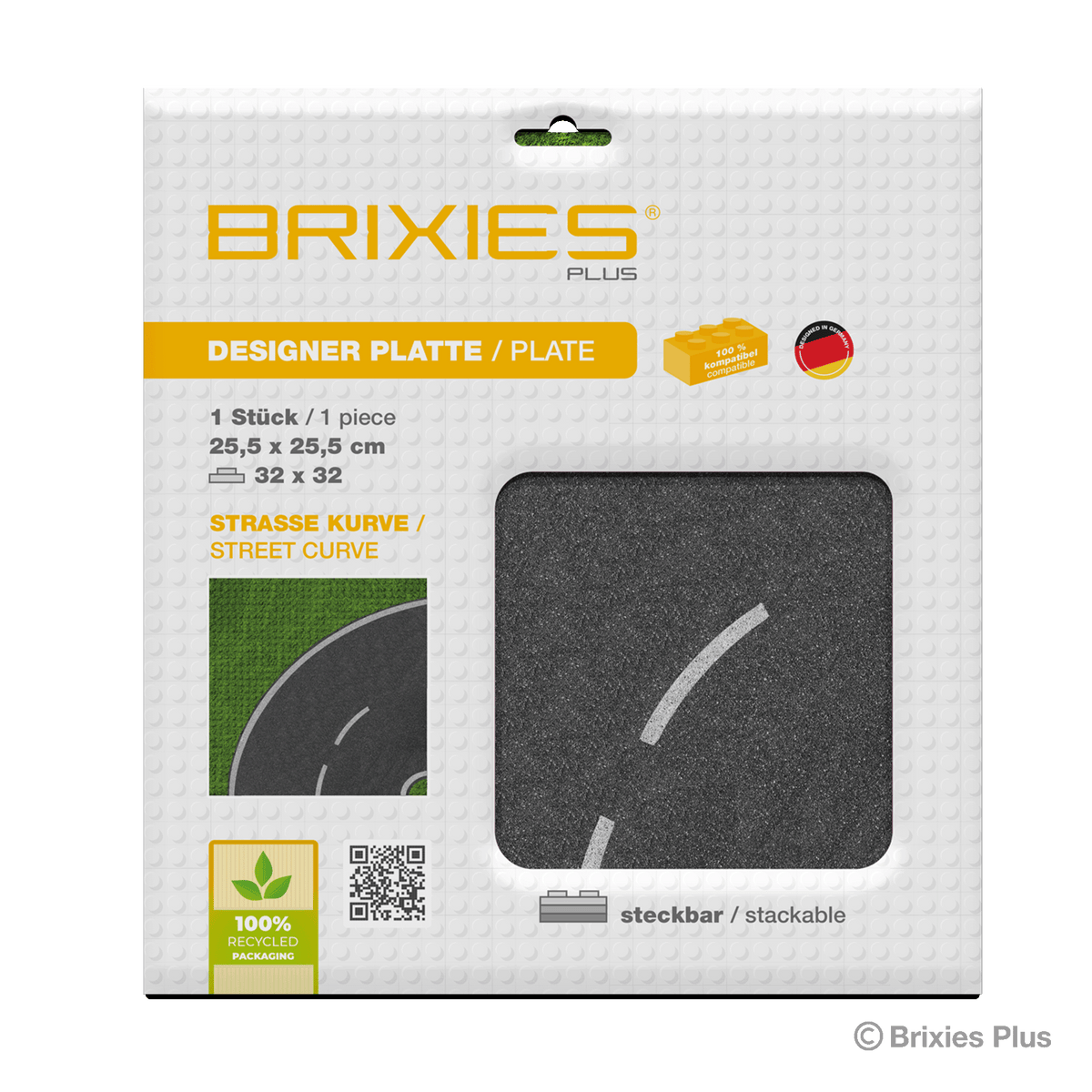 BRIXIES Plus Designer Plate Street Curve 32 x 32 Studs