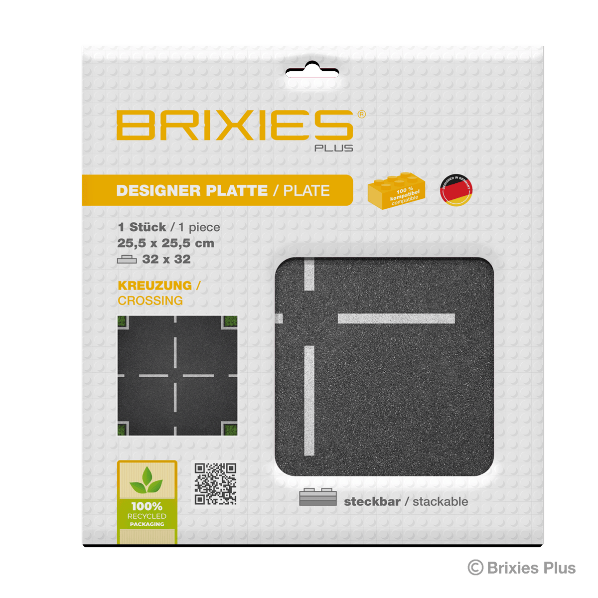 BRIXIES Plus Designer Plate Street Crossing 32 x 32 Studs