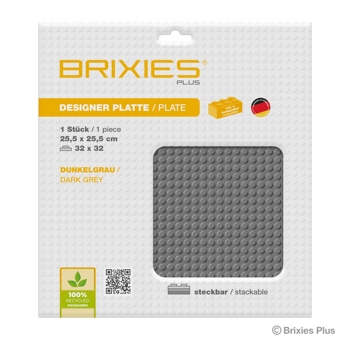 BRIXIES Plus base plate dark gray 32 x 32 studs