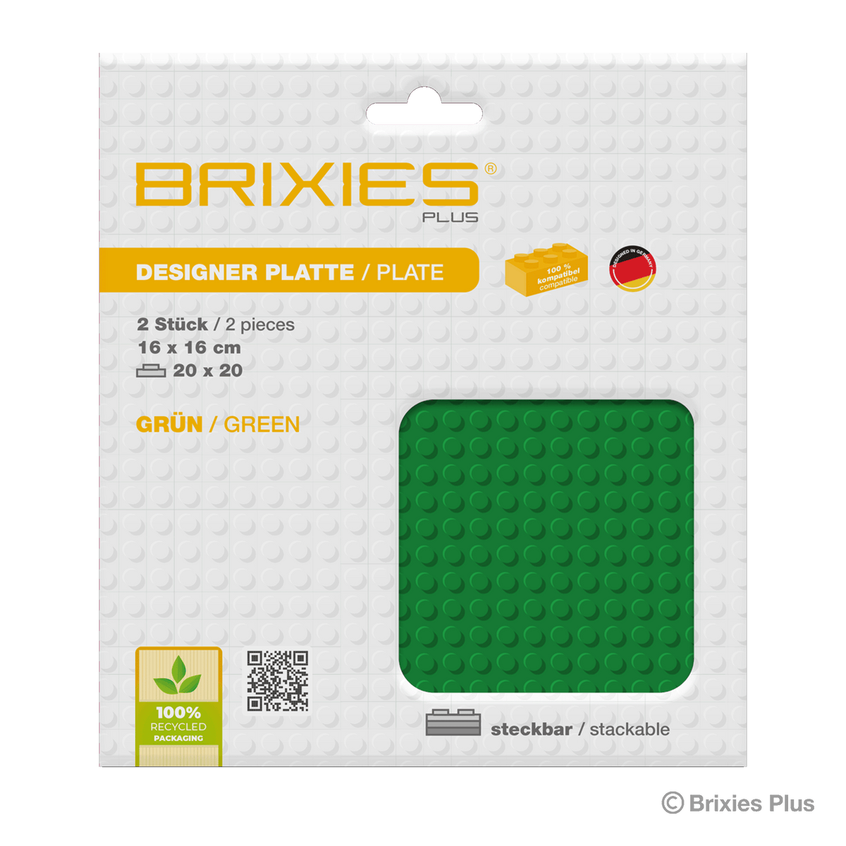 Basis Platte Grün 20 x 20 Noppen Doppelpack