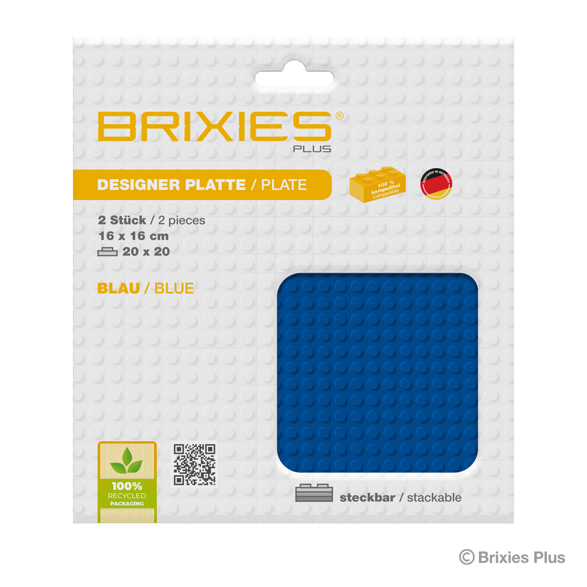 Basis Platte Blau 20 x 20 Noppen Doppelpack