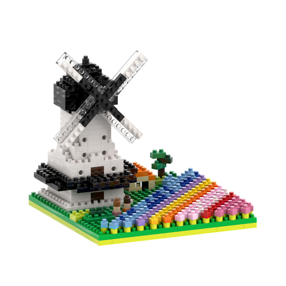 Windmühle mit Tulpen